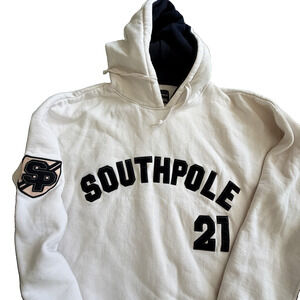 Southpole Ivory Black Y2K Hoodie Logo Sweatshirt XXL EUC Worn Once